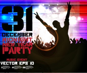 2015 new year midnight music party poster vector 04
