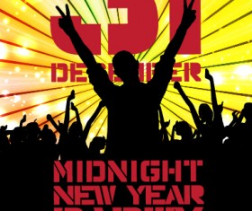 2015 new year midnight music party poster vector 05