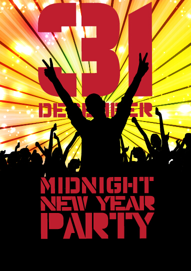 2015 new year midnight music party poster vector 05