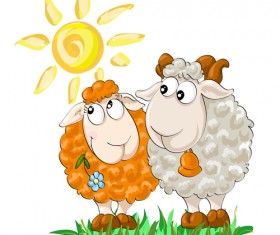 2015 new year with christmas and funny sheep vector 01