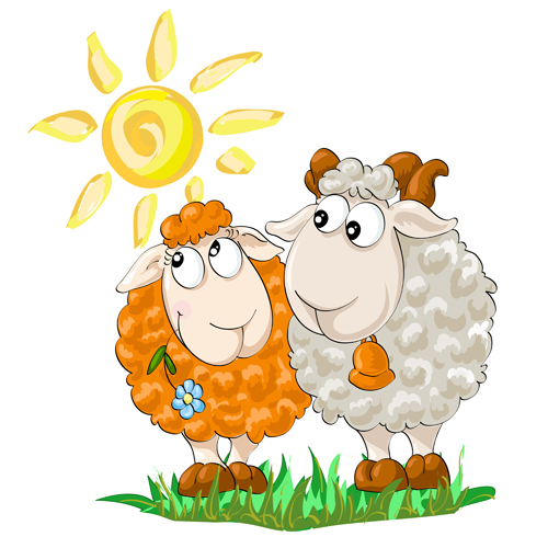 2015 new year with christmas and funny sheep vector 01