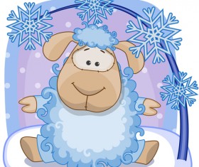 2015 new year with christmas and funny sheep vector 02