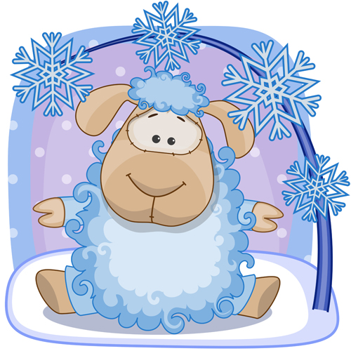 2015 new year with christmas and funny sheep vector 02
