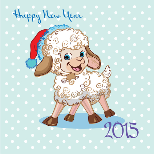 2015 new year with christmas and funny sheep vector 03