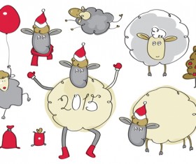 2015 new year with christmas and funny sheep vector 04