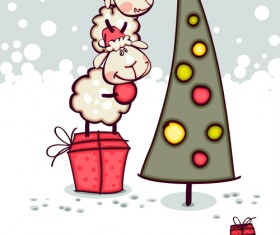 2015 new year with christmas and funny sheep vector 05