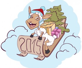 2015 new year with christmas and funny sheep vector 06