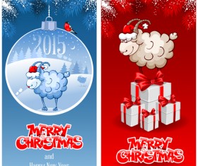 2015 new year with christmas sheep cards vector