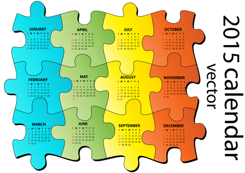 2015 puzzle calendar vector material