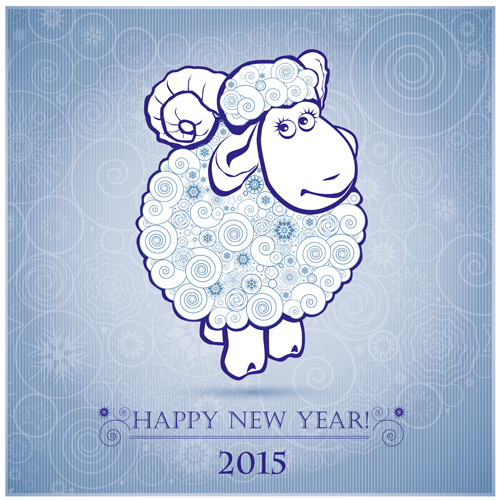 2015 year of the sheep vectors background 03