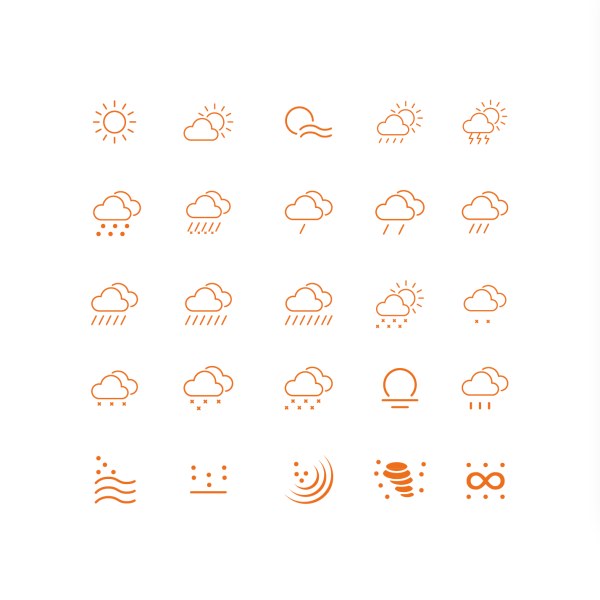 25 Kind weather outline icons