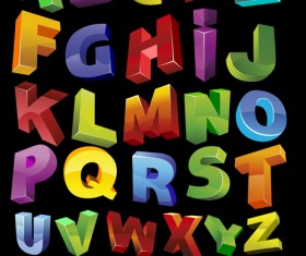 3D shiny alphabet and numbers vector design 01