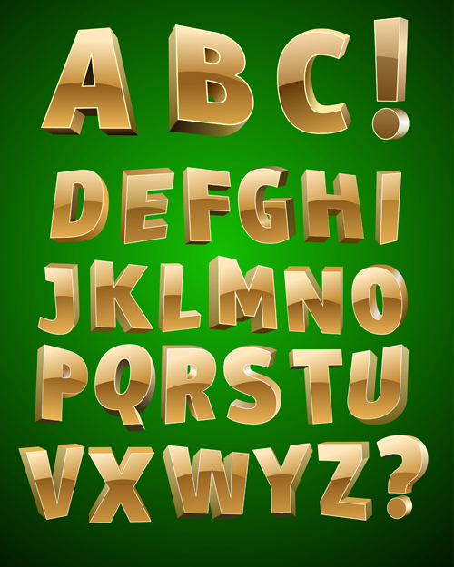 3D shiny alphabet and numbers vector design 02