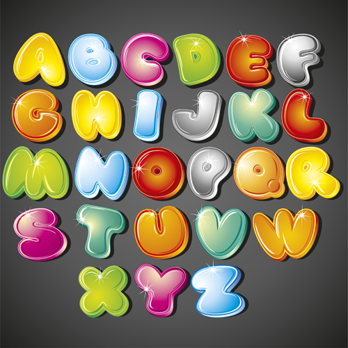 3D shiny alphabet and numbers vector design 03
