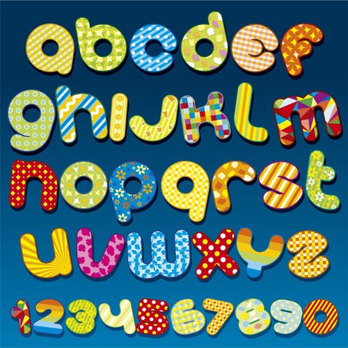 3D shiny alphabet and numbers vector design 04