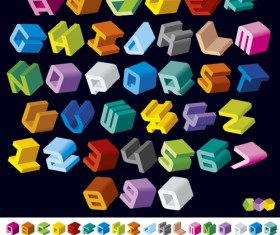 3D shiny alphabet and numbers vector design 05