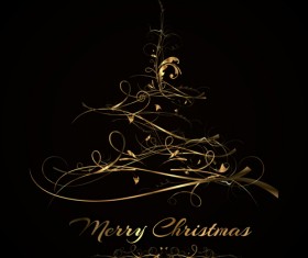 Abstract golden christmas tree background vector
