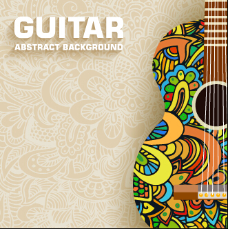 Art guitar abstract background vector 03