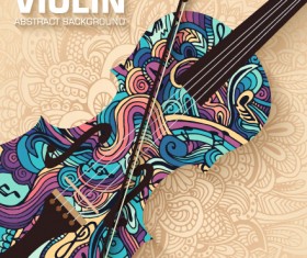 Art violin abstract background vector 02