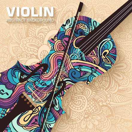 Art violin abstract background vector 02