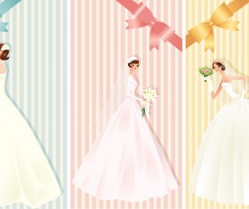 Beautiful bride with bow wedding card vector