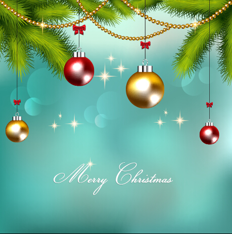 Beautiful christmas ball background vector free download