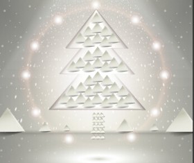 Beige christmas background with christmas tree vector