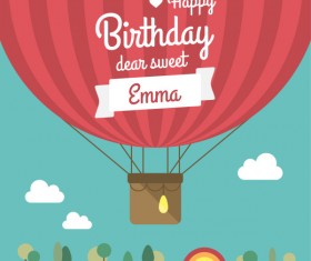 Birthday and flags balloon vector background
