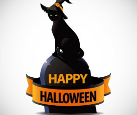 Black cat halloween vector background