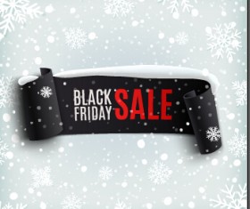 Black friday banner with snowflake pattern vector 01