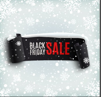 Black friday banner with snowflake pattern vector 01