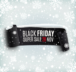 Black friday banner with snowflake pattern vector 02