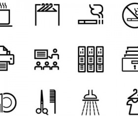 Black line life icons vector