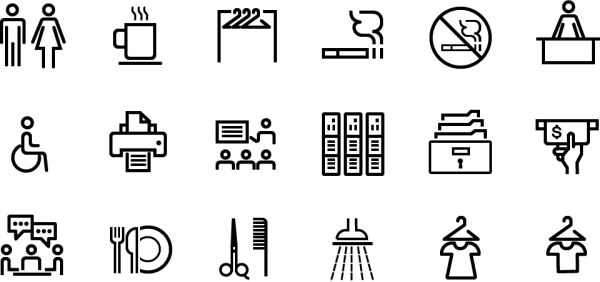 Black line life icons vector