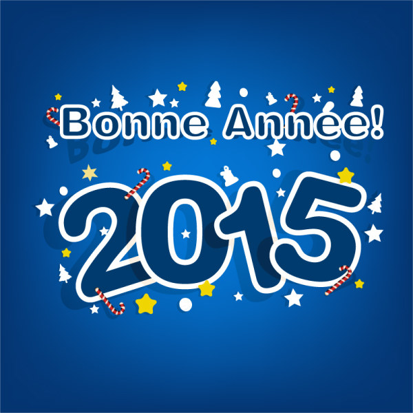 Blue 2015 new year christmas greeting card