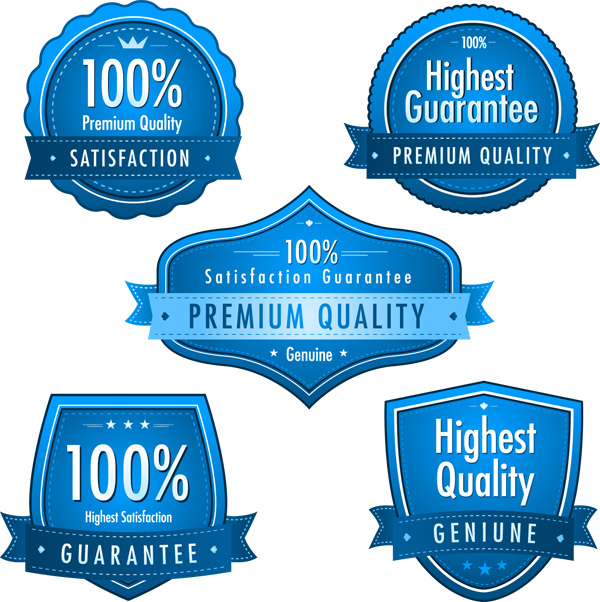 Blue premium quality labels creative vector 01