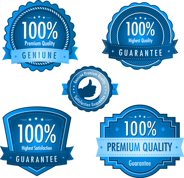 Blue premium quality labels creative vector 02