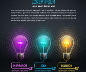 Bulb idea black business template vector 02