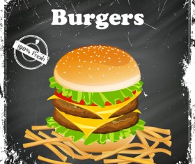 Burgers retro grunge background vector