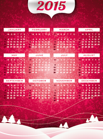 Calendar 2015 modern style vector set 01