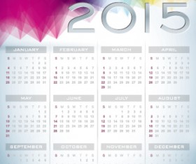 Calendar 2015 modern style vector set 02