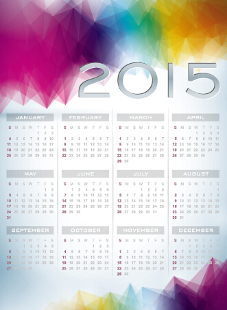 Calendar 2015 modern style vector set 02