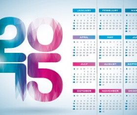 Calendar 2015 modern style vector set 03