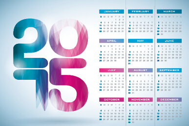 Calendar 2015 modern style vector set 03