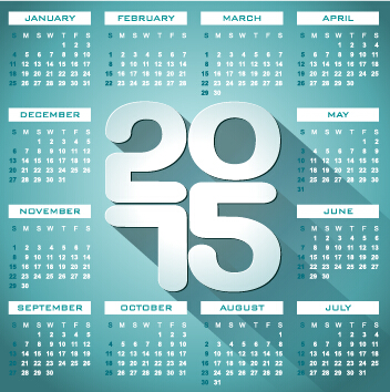 Calendar 2015 modern style vector set 04