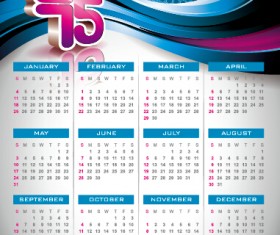 Calendar 2015 modern style vector set 05