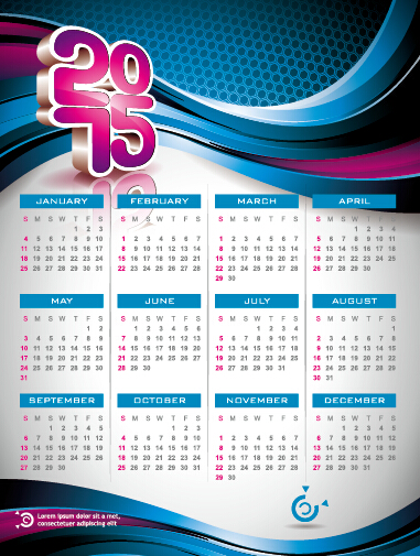 Calendar 2015 modern style vector set 05