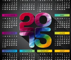 Calendar 2015 modern style vector set 07