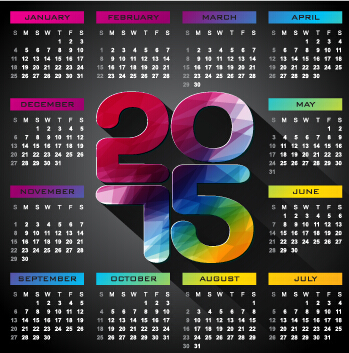 Calendar 2015 modern style vector set 07