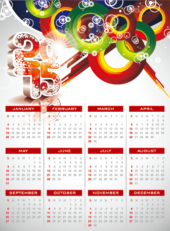 Calendar 2015 modern style vector set 10